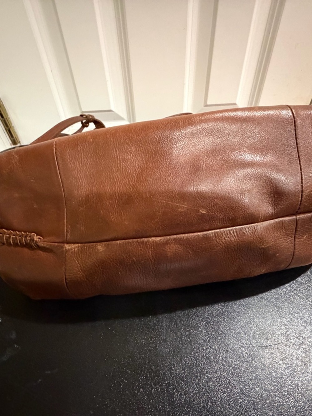 Lucky Brand Cognac Brown Leather hobo Shoulder Bag with tassels - Picture 7 of 10